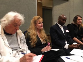 Joel Diamond, Rebecca Holden, and Keith Mitchell at Arts for Peace Pre-Summit